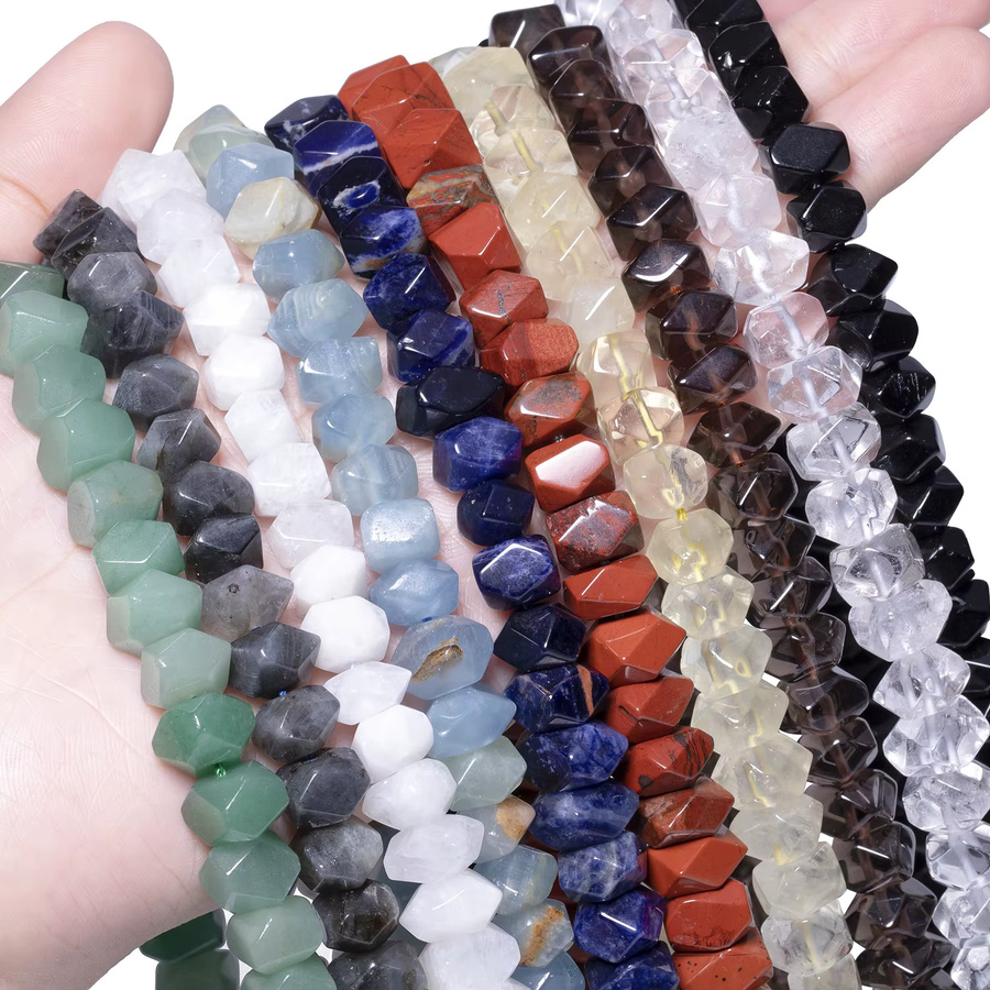 Natursteinperlen Mondstein, Quarz, Glimmer, Calcit, 6x11mm, Unisex - Bild 3