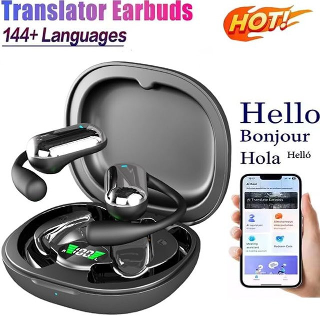 UYUXIO OWS Kabellose In-Ear Kopfhörer mit Echtzeit-AI-Sprachübersetzung für 144 Sprachen in Schwarz - Bild 1