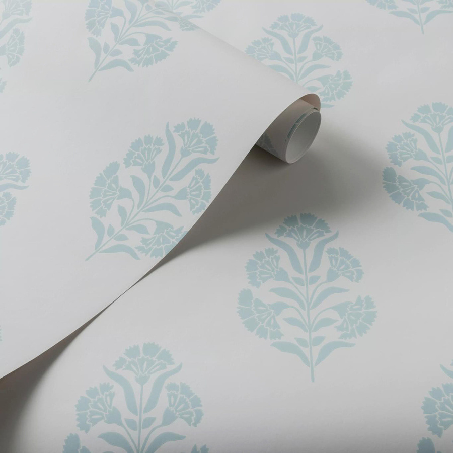 Clarke & Clarke Tapete Standen Mineral in Blau mit floralem Botanical-Design, Vlies, Matt - Bild 1