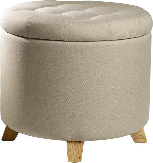 Echtwerk Sitzhocker Mary mit Stauraum in Beige Creme - Bild 1