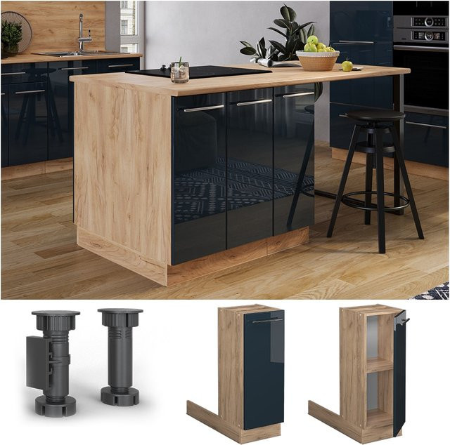 Vicco Regalinselunterschrank Fame-Line Eiche Dunkelblau Hochglanz B: 30 cm, T: 30 cm, H: 30 cm - Bild 1