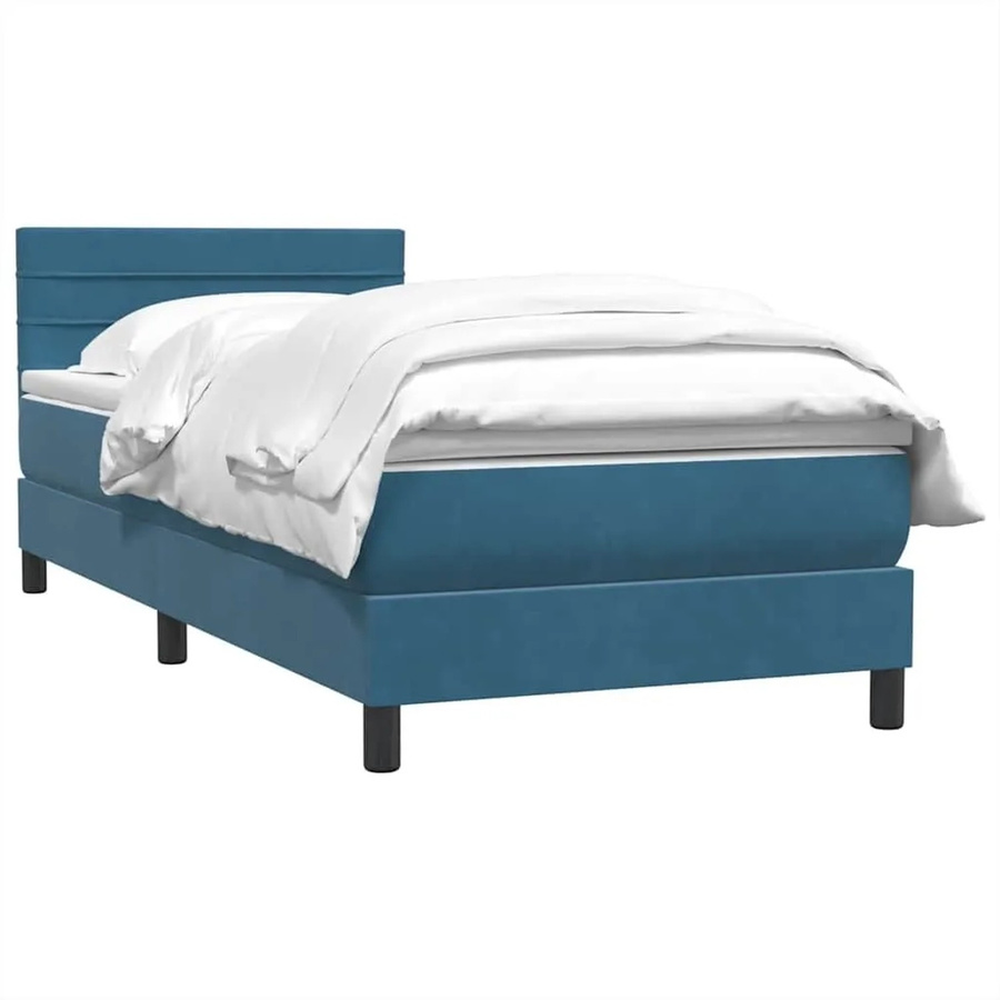 vidaXL Boxspringbett mit Matratze Dunkelblau Samt B/T/H: 80 x 78 x 223 cm - Bild 2