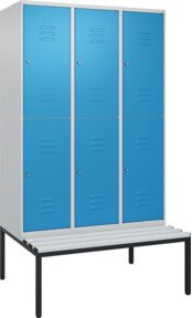 C+P Doppelstock-Spind Classic PLUS Sitzbank mit 3 Abteilen und Zylinderschloss, B/T/H: 212 x 120 x 81,5 cm - Bild 1