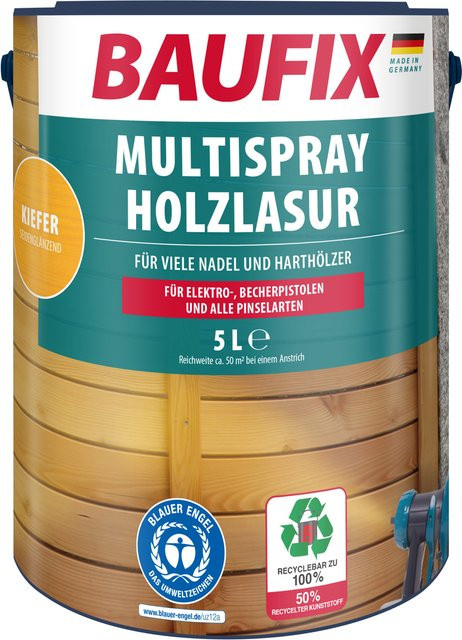 Baufix Multispray Holzlasur Kiefer Braun Seidenglänzend 5 l - Bild 1