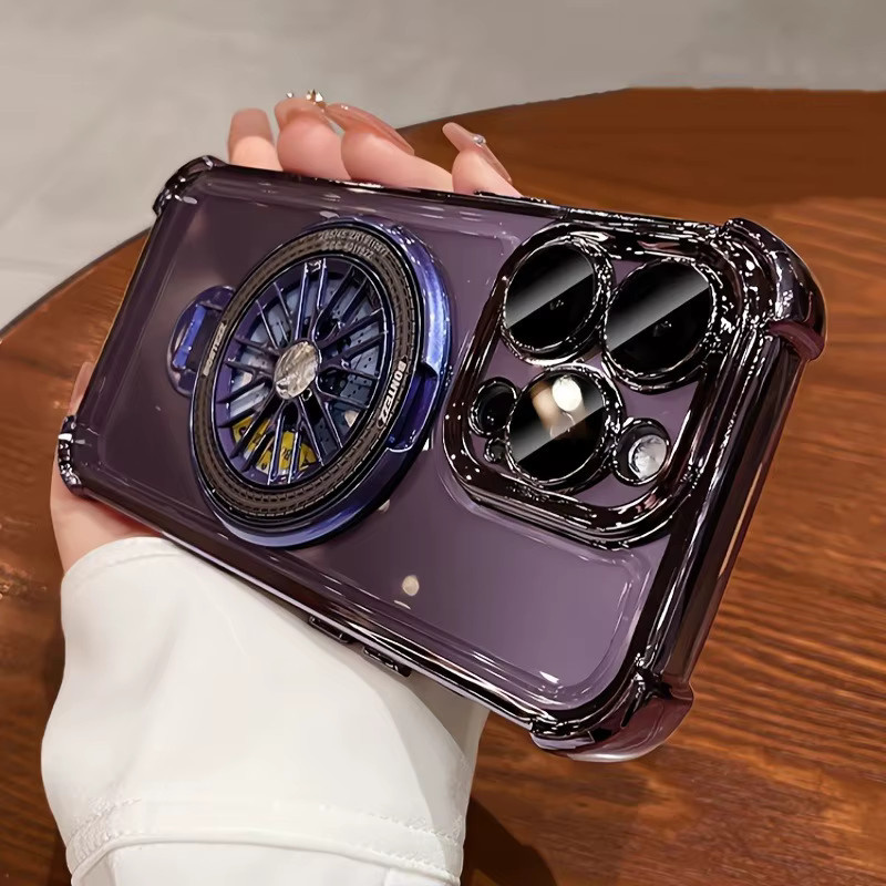 Magnetische 360 Grad Schutz Handyhülle mit drehbarer Halterung für Samsung Galaxy S26 S25 Ultra S24 FE S23 Plus S22 A36 A35 A55 A54 A53 in Gold und Purple - Bild 2