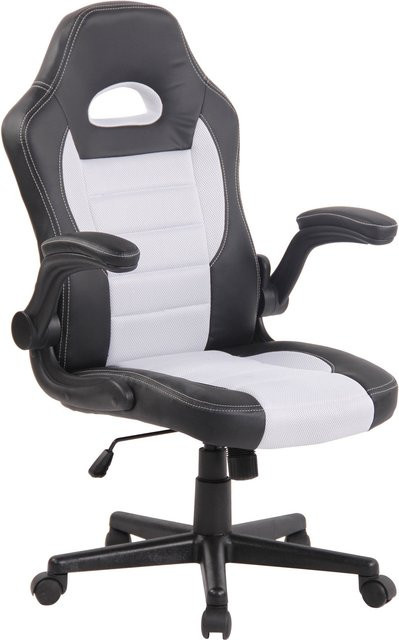 TPFLiving Bürostuhl Jonas in Weiß aus Kunstleder mit Armlehnen und Rollen, B/T/H: 66,0 x 60,0 x 136,0 cm - Bild 1