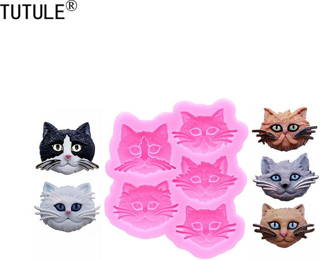 TUTULE 3D Katzenkopf Silikonform in Pink für Süßigkeiten, Schokolade und Kuchen sowie DIY Epoxidharz-Schmuckzubehör - Bild 1