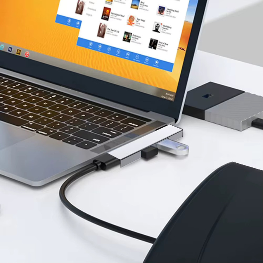 APWIKOGER 3-in-1 USB-C-Dockingstation mit 5,0 Gbit/s USB 3.0 und Type-C 3.0 zu 3 USB-Ports, USB-Hub in Silber für PC, Computer und Laptop - Bild 3