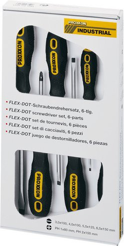 Proxxon FLEX-DOT Schraubendrehersatz 6-tlg. in Grün/Schwarz mit Schlitz und Phillips - Bild 1