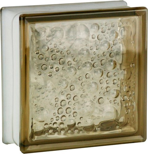 Fuchs Design Glasbaustein in Braun mit abstraktem Motiv, B/H: 19,0 x 19,0 cm - Bild 1