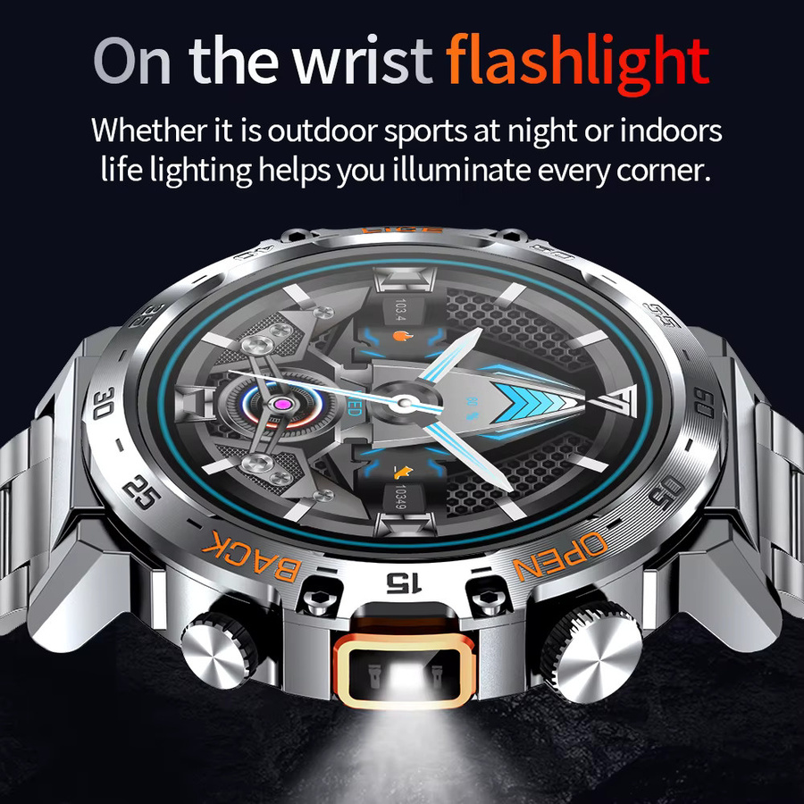 LIGE Smartwatch für Männer mit Ultra HD Bildschirm, Bluetooth Anruffunktion und Taschenlampe, wasserdicht, in Schwarz oder Silber - Bild 2