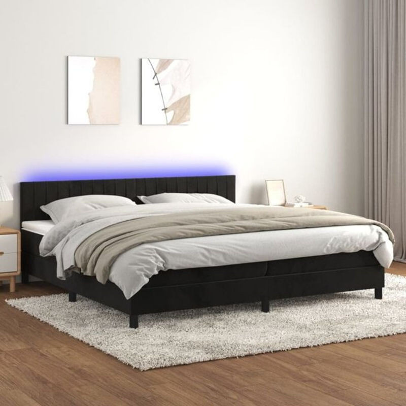 Vidaxl Boxspringbett mit Matratze in Schwarz aus Samt, B/T: 200 x 200 cm - Bild 1