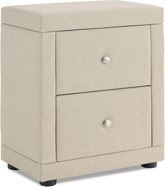 Homestyle4u Nachttisch für dein Schlafzimmer in Beige aus Stoff - Bild 1