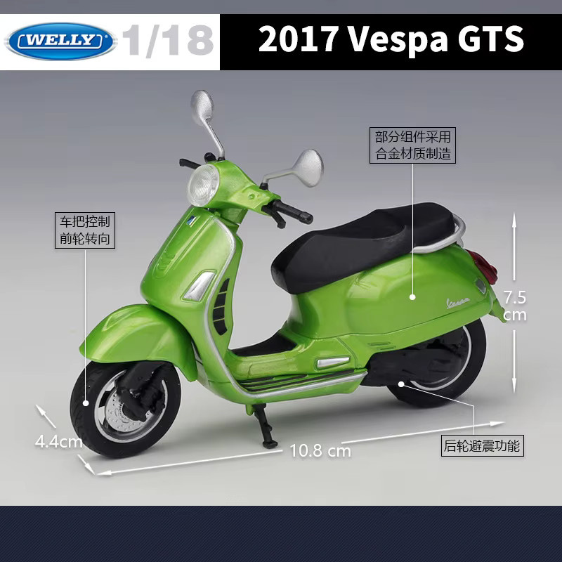 WELLY Vespa GTS 125cc 2017, Motorradmodell, 1:18, Metall - Bild 1