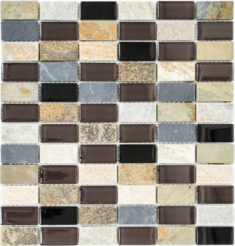 HuH Mosaik Wandbelag Nature in Bunt mit Glas- und Natursteinoptik, B/H: 31 x 32,2 cm - Bild 1