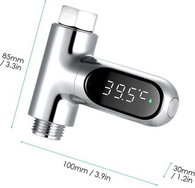 Digitale LED Duschtemperaturanzeige in Silber zur Messung der Badewassertemperatur in Celsius und Fahrenheit - Bild 1