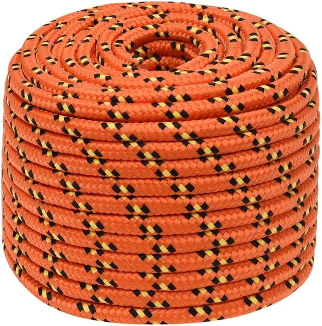 vidaXL Bootsseil aus Polypropylen in Orange, Durchmesser: 12 mm, Länge: 100 m - Bild 1