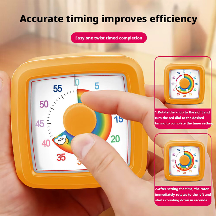 Visueller Timer für Kinder und Schüler zur Selbstdisziplin und zum Zeitmanagement mit 60-Minuten-Countdown in Pink oder Orange - Bild 1