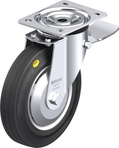 Blickle Lenkrolle 16287 L-RD 200K-ST-FA mit Feststeller in Schwarz und Silber, Rad-Durchmesser: 200 mm, Tragfähigkeit: 350 kg - Bild 1
