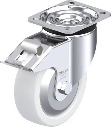 Blickle Lenkrolle LK-SPO 125K-1-FI-FA mit Feststeller in Silber und Weiß, Rad-Durchmesser: 125 mm, Tragfähigkeit: 350 kg - Bild 1