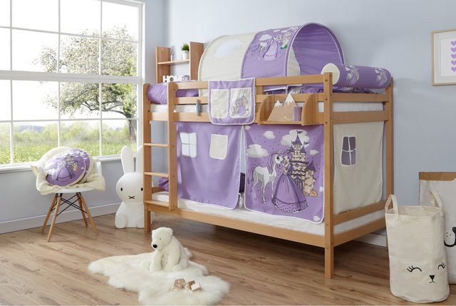 TiCAA Etagenbett Rene aus Buche Natur für Kinderzimmer - Bild 1