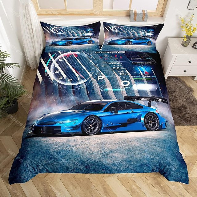 Binchi Fitness Bettwäscheset Sportwagen für Jungen und Teenager, Blau, Microfaser, B/T: 200 x 200 cm - Bild 1
