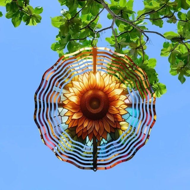 Moon Wizard Windspinner Mandala aus Metall mit bunten Blumen in Multicolor zum Aufhängen - Bild 1