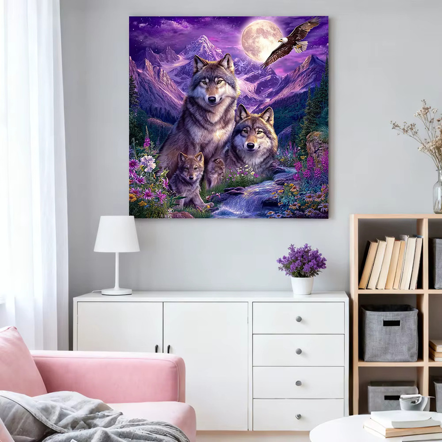HUACAN Diamant-Kunst-Gemälde Wolf Mosaikbild aus Strass in Multicolour, B/H: 20 x 20 cm - Bild 3
