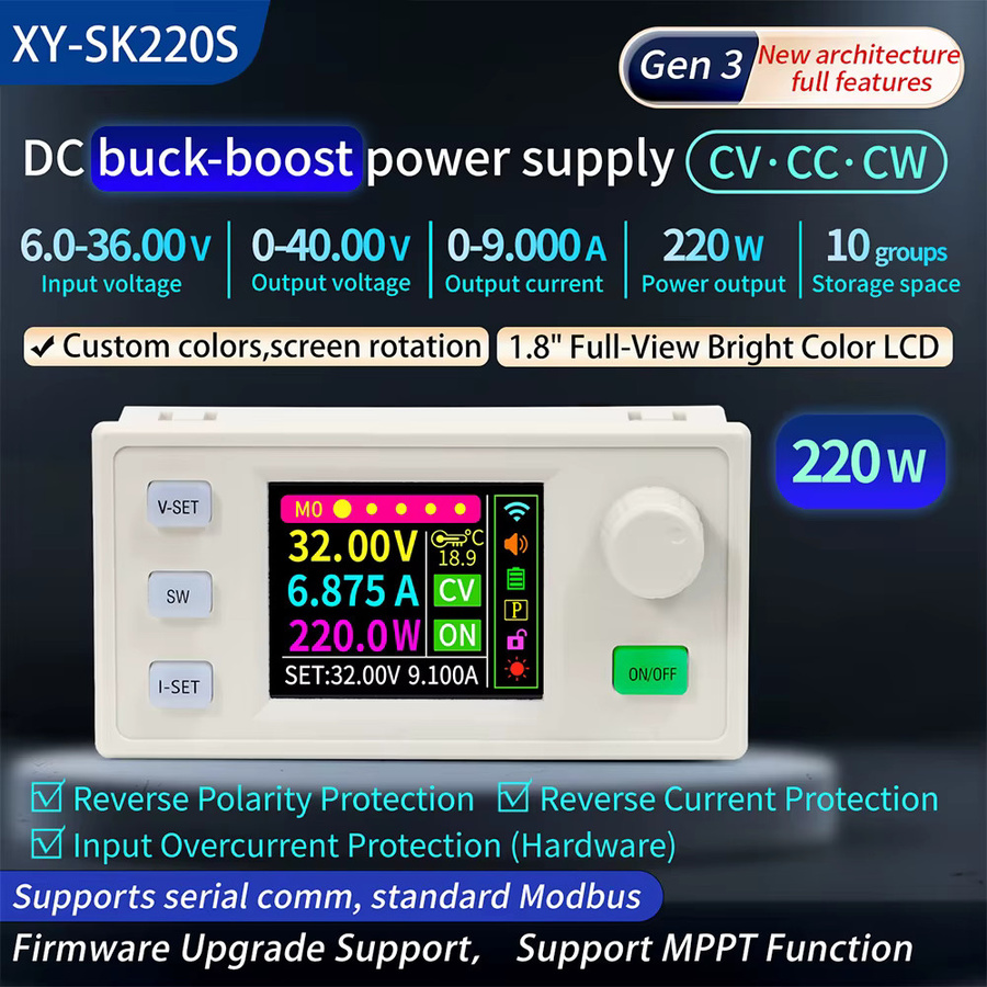 DIY NOW DC-Abwärtswandler SK180S Labornetzteil mit 180W 220W, Konstantspannung und Konstantstrom, 9A MPPT-Lademodul - Bild 2