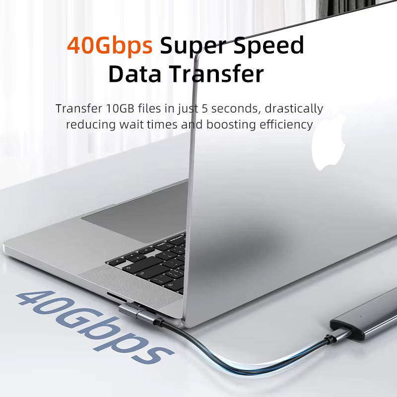 CABLETIME USB4-Adapter Typ-C auf USB-C mit 240W, 8K 60Hz und 40Gbps, 90-Grad-Konverter für iPhone, MacBook und iPad - Bild 2
