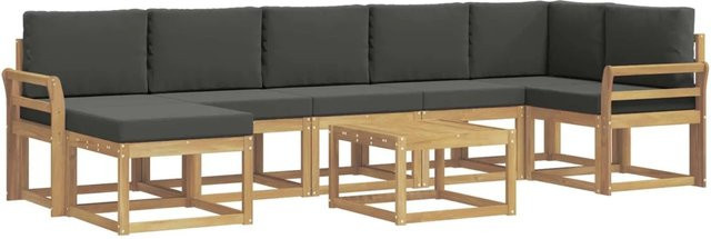 vidaXL Outdoor-Sofagarnitur 8-teilig aus Akazienholz mit Polstern in Weiß und Anthrazit - Bild 1