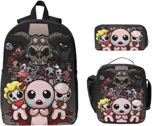 The Binding of Isaac Schultaschen Set für Kinder von Fancy Style Studio mit Rucksack, Federmäppchen und Brotdose, mehrfarbig, 3 Stück - Bild 1