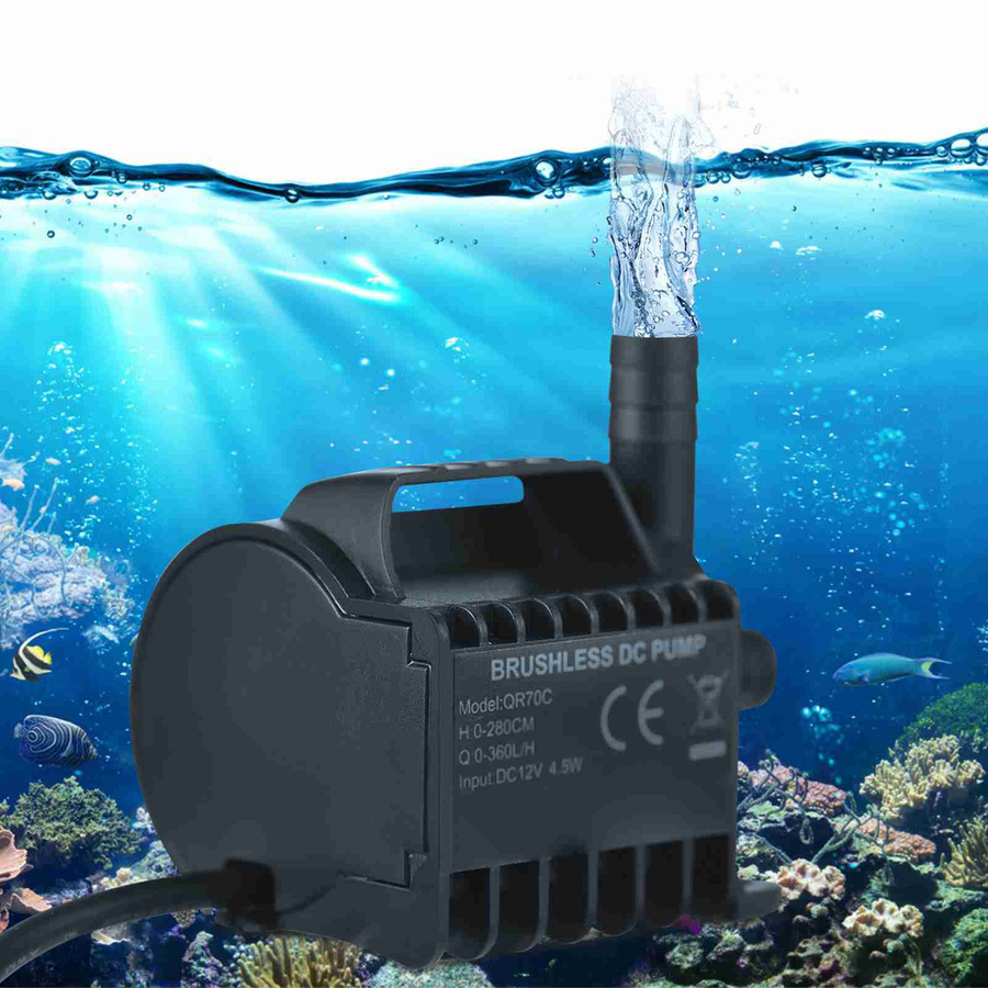 Elektrische 12V Tauchwasserpumpe mfySpace QR70C Schwarz mit 360L/H Förderleistung und 2,8m Förderhöhe - Bild 3