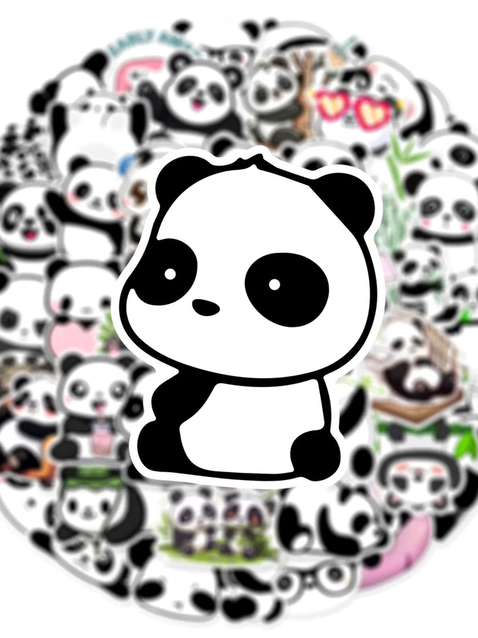 50 Stück Panda Aufkleber im Kawaii Cartoon Design, wasserfeste DIY-Sticker für Scrapbooking, Handy und Gepäck, Mehrfarbig - Bild 5