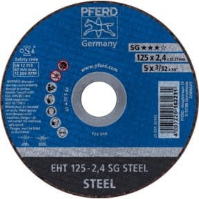 PFERD Trennscheibe EHT Leistungslinie SG STEEL für Stahl, Blau, Durchmesser: 125 mm, Dicke: 2,4 mm, Bohrung: 22,23 mm - Bild 1
