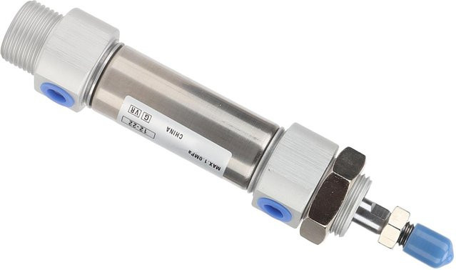 SMC Pneumatischer Luftzylinder mit 2-wirkender Schraubkolbenstange aus Edelstahl in Silber - Bild 1