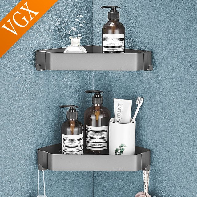 VGX Eckregal für Badezimmer und Küche aus Edelstahl in Silber Matt - Bild 1
