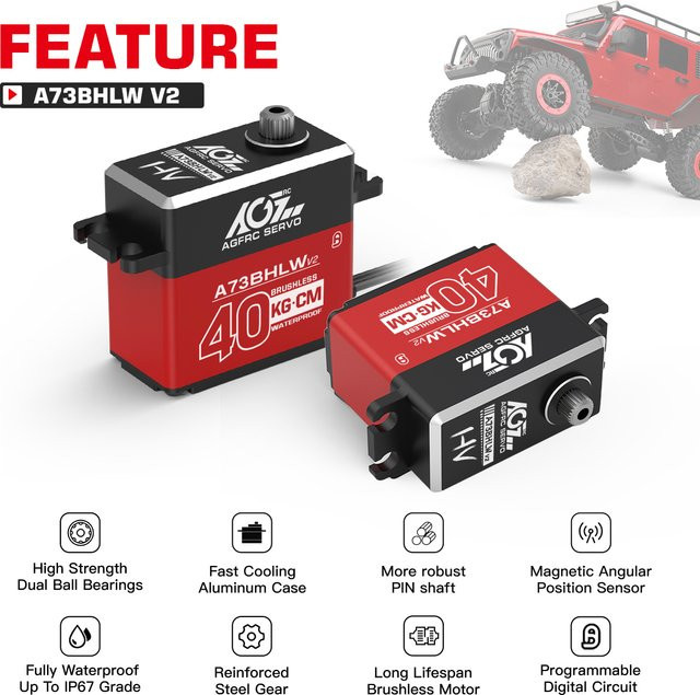 AGFRC Digitalservo, bürstenlos, wasserdicht, für RC-Modelle - Bild 1