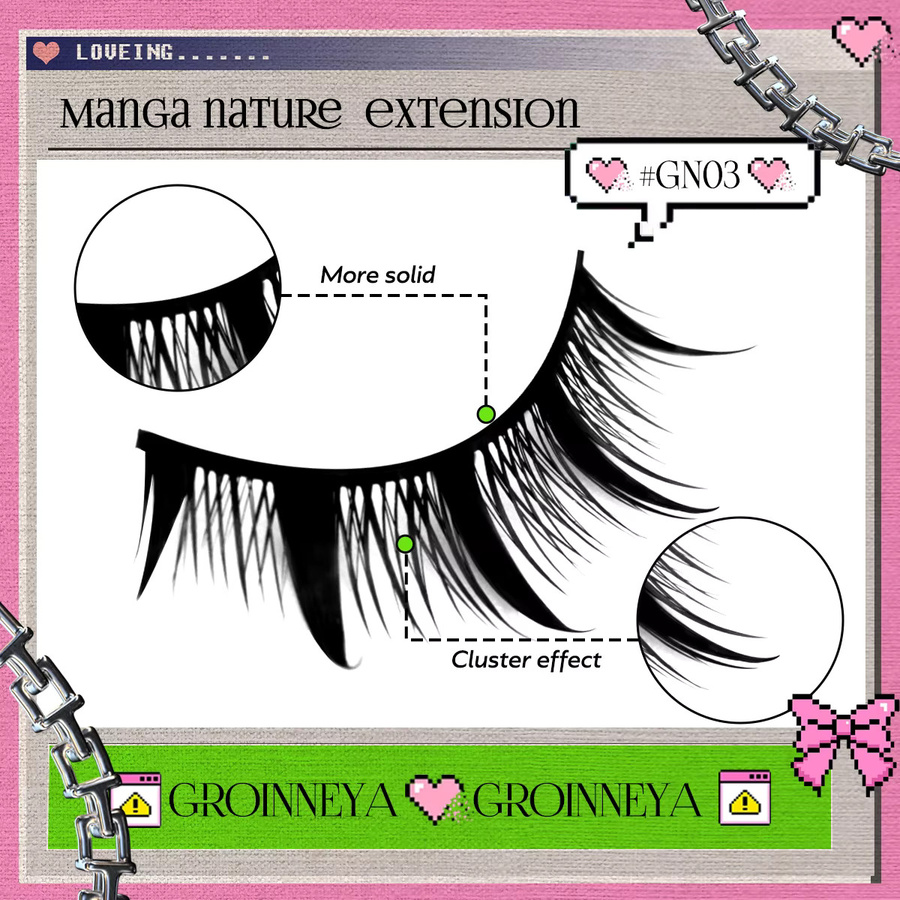 GROINNEYA Manga-Wimpern, 3D/6D/8D-Nerzwimpern, natürlich, Unisex - Bild 3