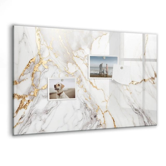 Tulup Magnettafel aus Glas in Weiß mit Marmor-Design, B/H: 60 x 40 cm - Bild 1