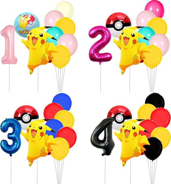 Potdemiel Pikachu Ballon-Bouquet Set mit bunten Folien- und Latexballons für deine Party oder deinen Geburtstag - Bild 1