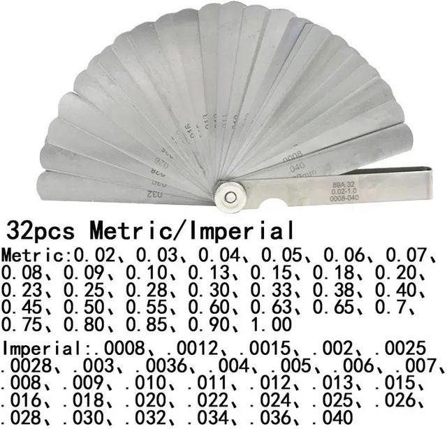 ETOPOO Spaltlehre metrisch 0,02-1 mm Messwerkzeug zur Ventiljustierung in Silber - Bild 1