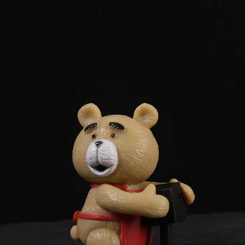 6er Set TAKARA TOMY Teddybär Figuren aus Kunstharz in Weiß und Beige - Bild 4