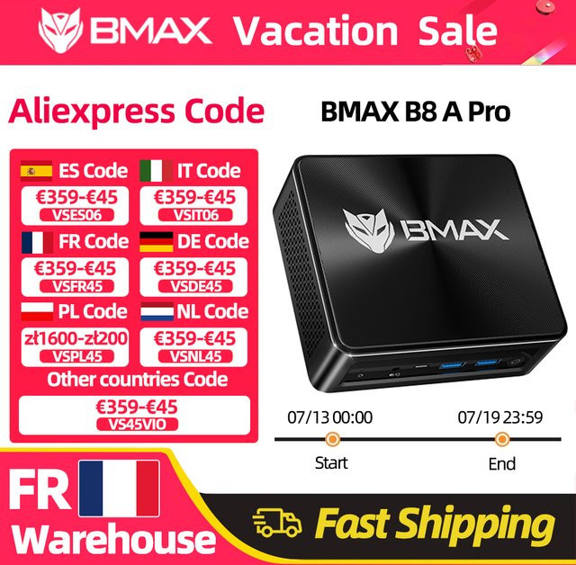 BMAX B8 A Pro Mini-PC mit AMD Ryzen 7 8745HS Prozessor, AMD Radeon 780M Grafik, 16GB RAM, 512GB SSD, Windows 11, Schwarz - Bild 1