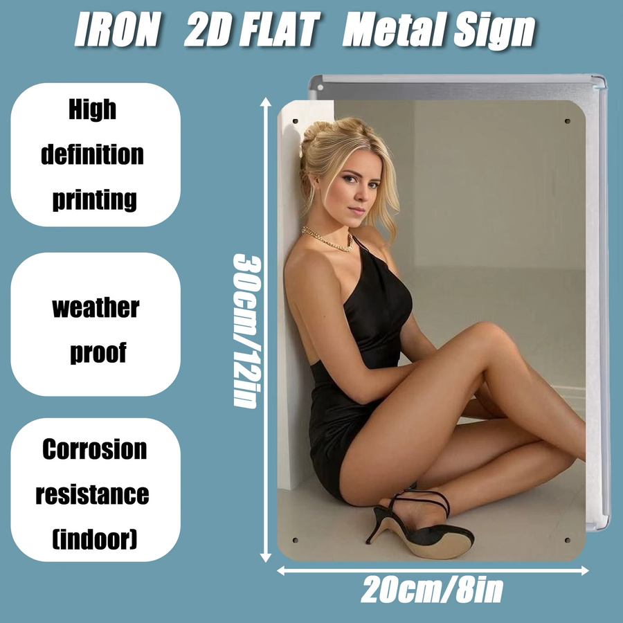 CIFBUY Retro-Wandschild aus Metall in Weiß mit abstrakter Frauen-Silhouette, B/H: 20,3 x 30,5 cm - Bild 2