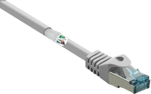 Renkforce RJ45 Patchkabel CAT 6a S/FTP Ethernet LAN in Grau, Länge: 15,00 m - Bild 1