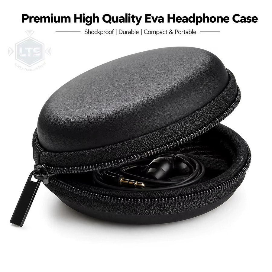 DMWING Mini Kopfhörer-Aufbewahrungsbox aus PU-Material, tragbare Hartschalen-Tasche in Schwarz für Kopfhörer, Zubehör, Speicherkarten und USB-C-Kabel - Bild 3