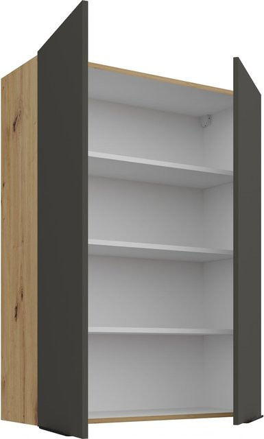 ARIA Hängeschrank Küchenzeile Graphite Grau Matt Höhe: 90 cm, Breite: 80 cm mit Anti Fingerprint Oberfläche - Bild 1