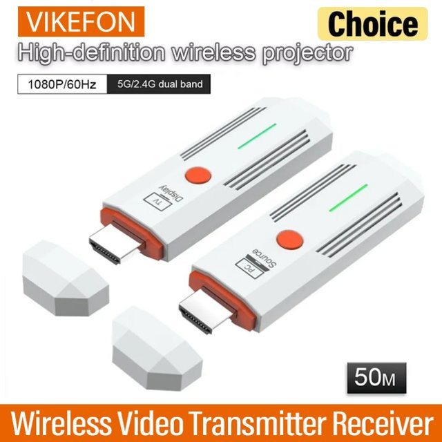 VIKEFON Kabelloser HDMI Sender und Empfänger Video-Display-Extender in Weiß für Full HD 1080P mit 50m Reichweite - Bild 1