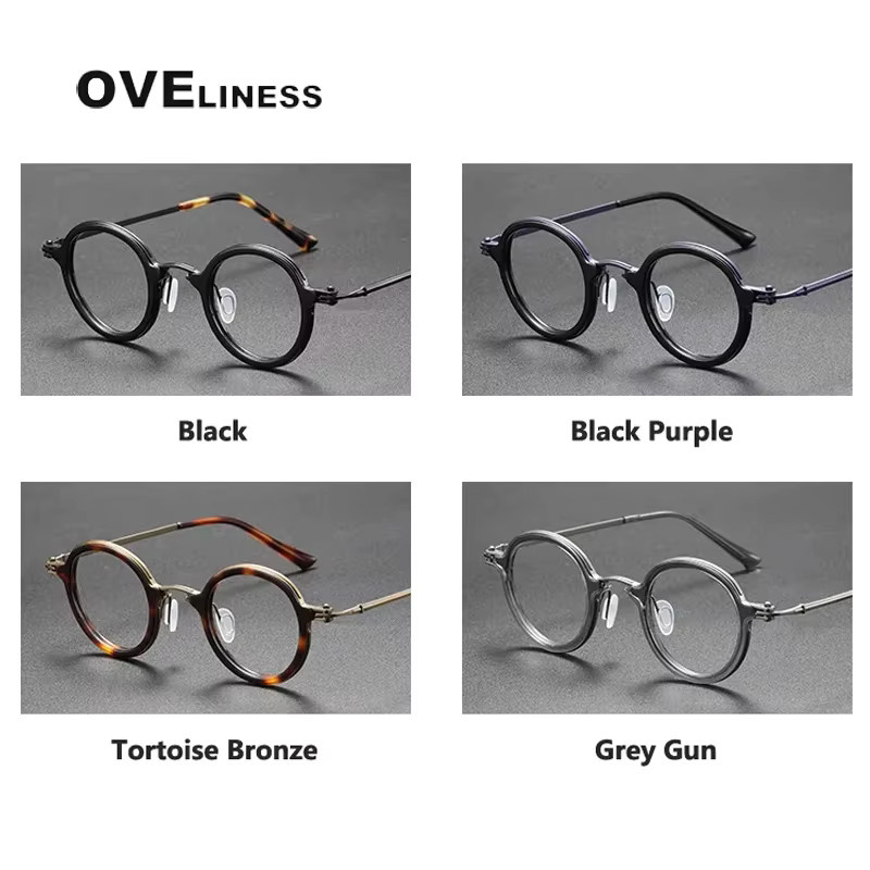 MiaTimi Korrektionsbrille, Acetat, Titan, Rund, Vollrand, Unisex - Bild 4
